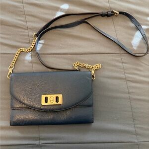 Elegant Michael Kors Navy Blue Leather Crossbody Bag